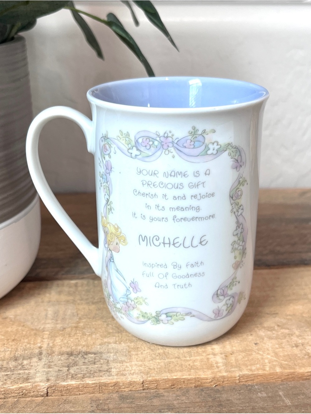 Vintage 1989 Precious Moments Michelle Personalized Name Coffee Mug Enesco Korea - Picture 2 of 4